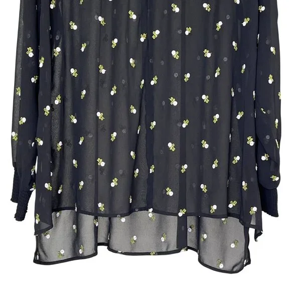 CAbi Black Sheer Embroidered Floral Blouse | XL Style 5338 Romantic Boho Top - Picture 8 of 10